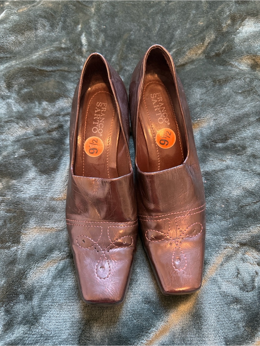 Franco Sarto Metallic Brown Embossed Leather Slip-Ons